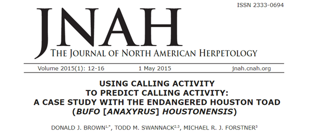 Using Calling Activity to Predict Calling Activity: A Case Study with the Endangered Houston Toad