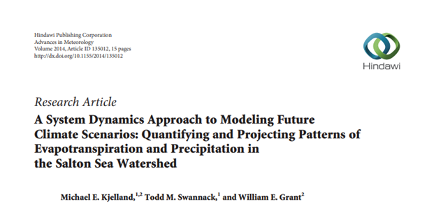 A System Dynamics Approach to Modeling Future Climate Scenarios: Quantifying and Projecting Patterns of Evapotranspiration and Precipitation in the Salton Sea Watershed