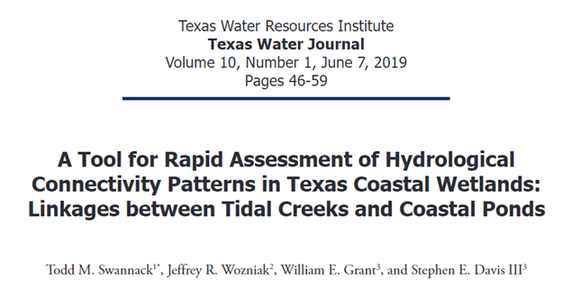 A Tool for Rapid Assessment of Hydrological Connectivity Patterns in Texas Coastal Wetlands: Linkages Between Tidal Creeks and Coastal Ponds