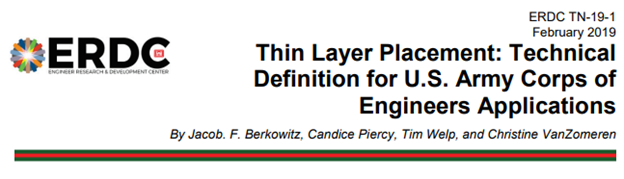 Thin Layer Placement: Technical Definition for U.S. Army Corps of Engineers Applications