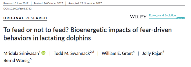 To Feed or Not to Feed?  Bioenergetic Impacts of Fear-Driven Behaviours in Lactating Dolphins