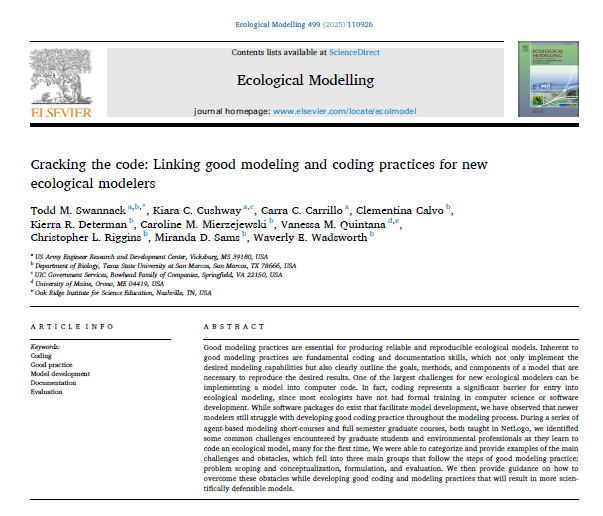 Cracking the code: Linking good modeling and coding practices for new ecological modelers