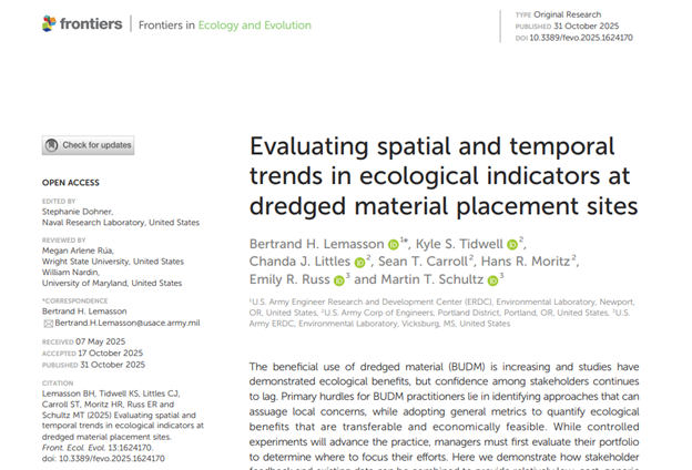 Evaluating spatial and temporal trends in ecological indicators at dredged material placement sites